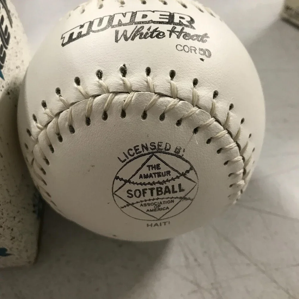 Lot of 2 Vintage Dudley Softball 12 White Thunder White Heat WT12-ND Leather